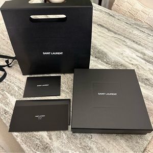 Saint Laurent black box, bag and thank you card